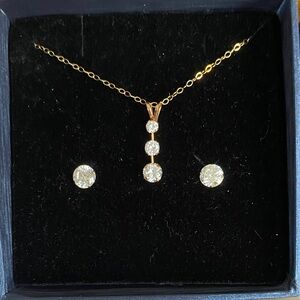 10k Solid Gold Earrings and Necklace Set New!